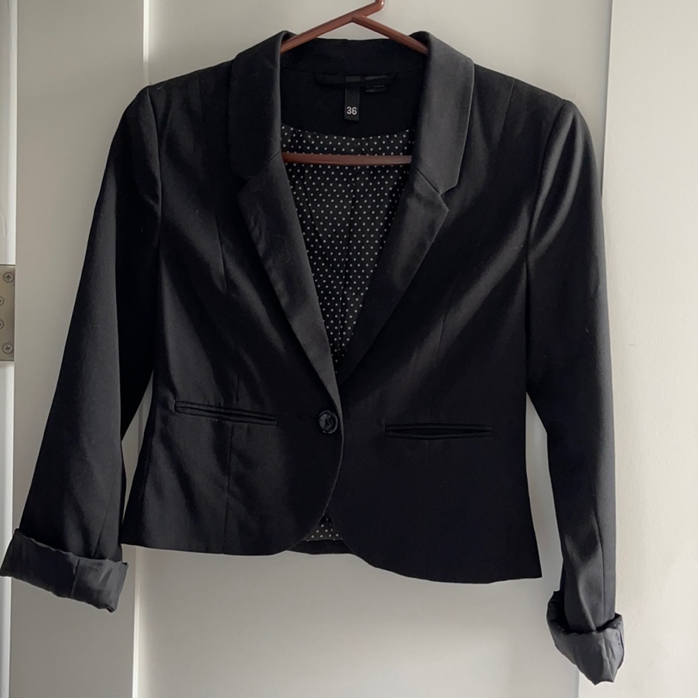 H&M cropped blazer shoulder pads 36